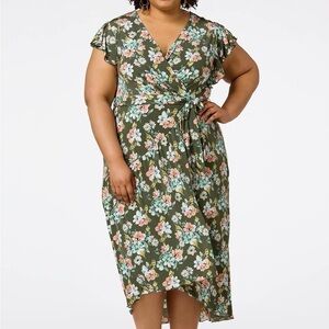 Cato’s Garden Blossom Faux Wrap High Low Dress